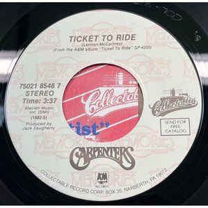 The Carpenters Close to You / Ticket to Ride (Beatles) 45 Pop Reissue VG+/NM